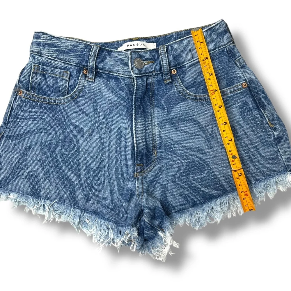 PacSun Swirl Print Denim High Waisted Shorts Size 23